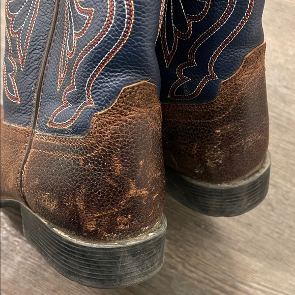 Ariat Boys Rustic Brown and Navy Western Boots - Picture 5 of 12